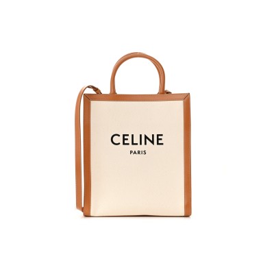 CELINE SMALL TOTE IN CABAS CANVAS AND CALFSKIN 192082BNZ.02NT (17*13*6cm)